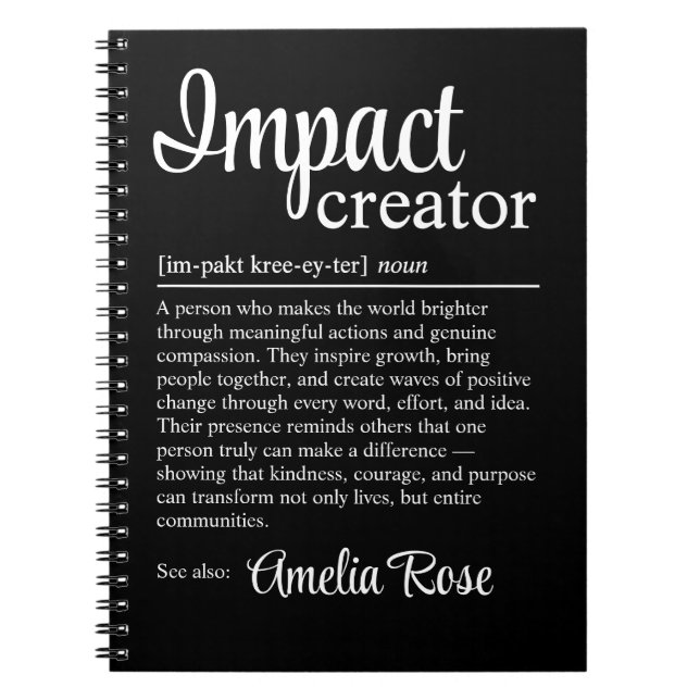 Impact Creator Definition Personalized Gift Notebook (Front)