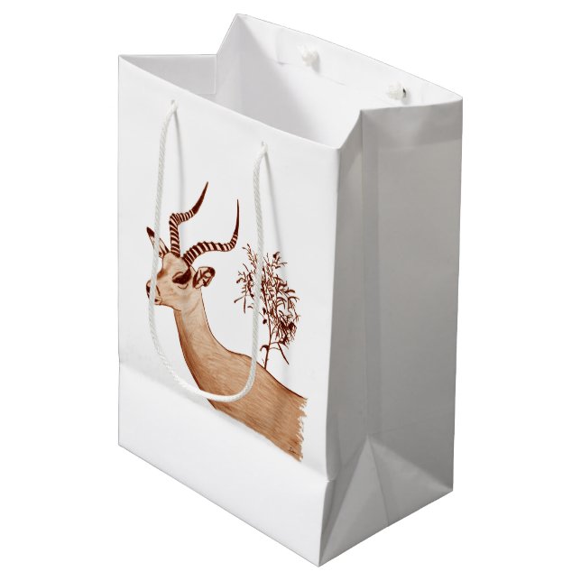 Impala Antelope Animal Wildlife Drawing Sketch Medium Gift Bag (Front Angled)