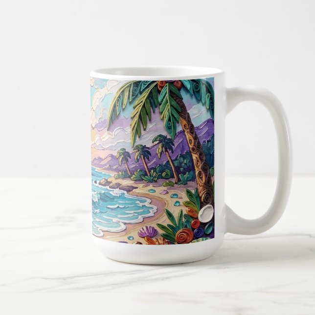 Impasto Beach and Sea Glass Sunset and Sunrise Coffee Mug (Right)