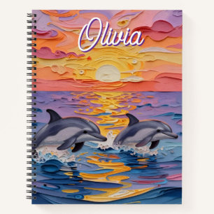Impasto Dolphins and Ocean Waves Notebook