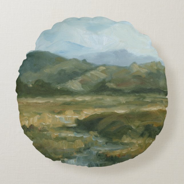 Impasto Landscape III Round Cushion (Front)