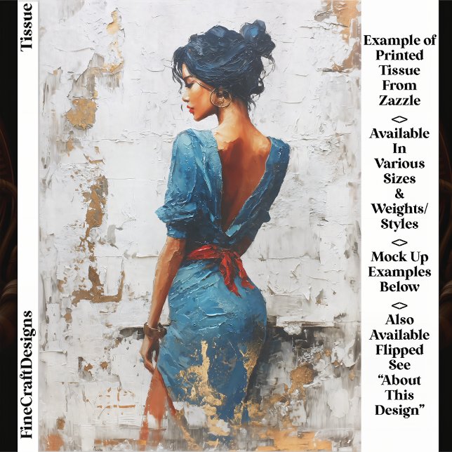 Impasto Oil Style,Dark Lady in Blue EL5L Decoupage Tissue Paper (Creator Uploaded)