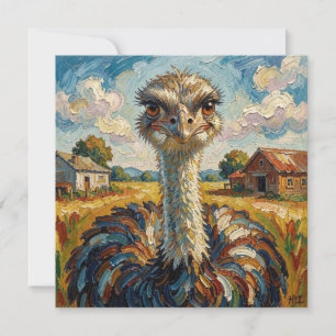Impasto Ostrich on a Ranch   Blank