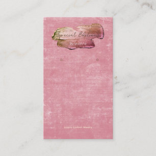 Impasto Paint Logo Pink Velvet Earring Display Business Card