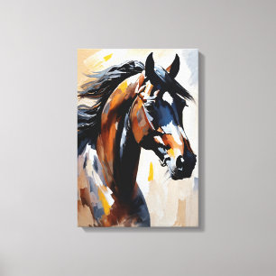 Impasto Portrait of a Black Horse Canvas Print