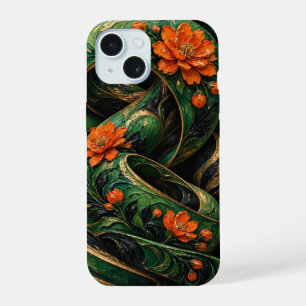 Impasto Spiral Flowers Painting, Twisted Ribbon  iPhone 15 Case
