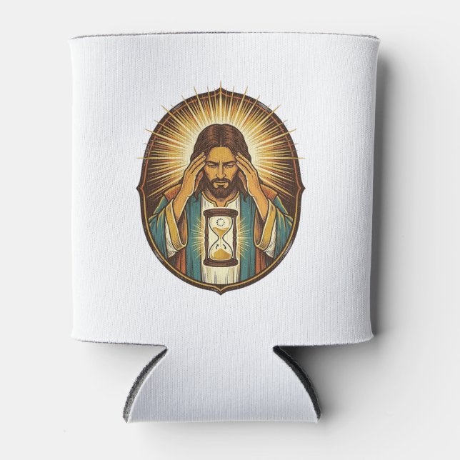 Impatient Jesus Loading Hourglass Slow Internet Te Can Cooler (Front)
