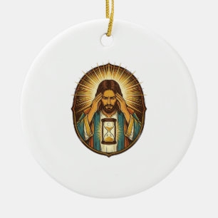 Impatient Jesus Loading Hourglass Slow Internet Te Ceramic Tree Decoration