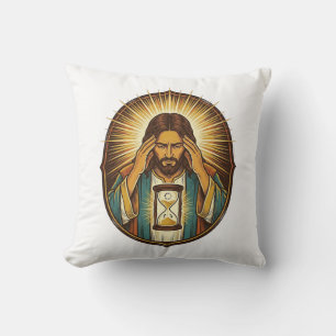 Impatient Jesus Loading Hourglass Slow Internet Te Cushion