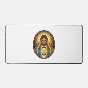 Impatient Jesus Loading Hourglass Slow Internet Te Desk Mat