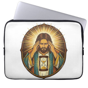 Impatient Jesus Loading Hourglass Slow Internet Te Laptop Sleeve