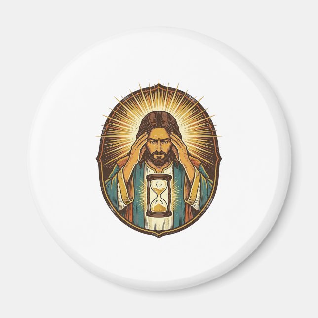 Impatient Jesus Loading Hourglass Slow Internet Te Magnet (Front)