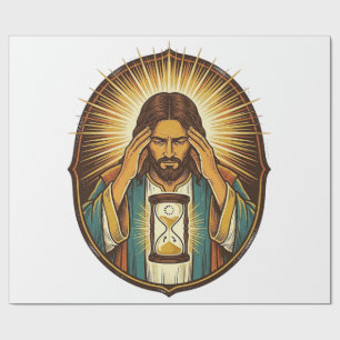Impatient Jesus Loading Hourglass Slow Internet Te Wrapping Paper