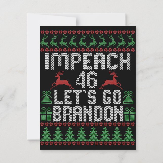 Impeach 46 Let's Go Brandon Ugly Christmas Sweater Card (Front)