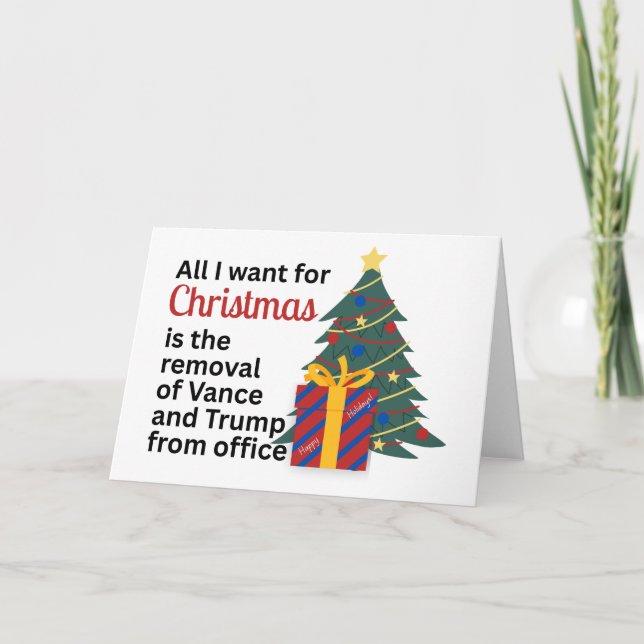 Impeach Remove Vance for Christmas Anti-Trump Gift Holiday Card (Front)