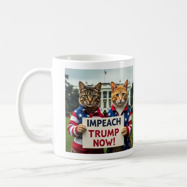 Impeach Trump Now Cat Coffee Mug (Left)