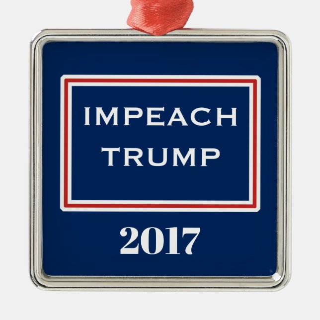 Impeach Trump Red White Blue Template Metal Tree Decoration (Front)