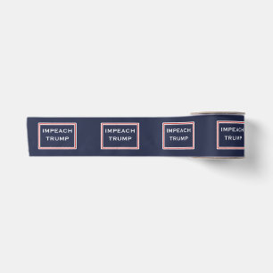 Impeach Trump Red White Repeating Resist Satin Ribbon