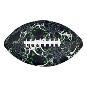 Imperfect white fractal on black space, knitted american football