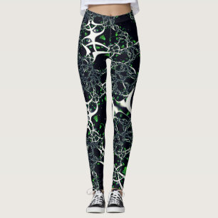 Imperfect white fractal on black space, knitted leggings