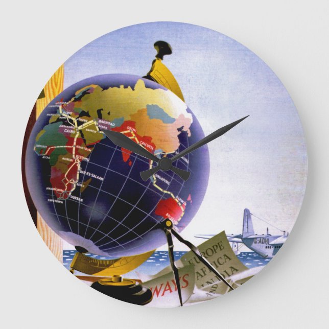 Imperial Airways Globe Large Clock (Front)
