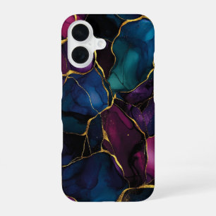 Imperial Améthyste Luxury Purple Teal Marble iPhone 16 Case