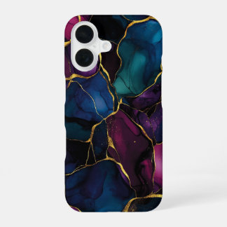 Imperial Améthyste Luxury Purple Teal Marble  iPhone 16 Case