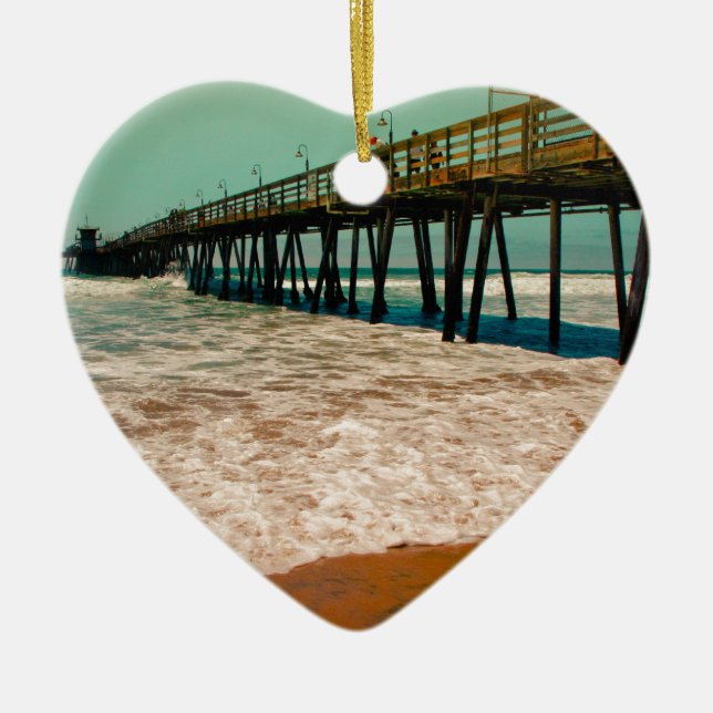 Imperial Beach Pier Ceramic Tree Decoration (Front)