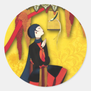 IMPERIAL BIRD in Red, Blue and Yellow Classic Round Sticker