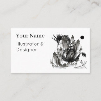 Imperial Dragon & Sacred Mountains Sumi-e Business Card