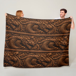 Imperial Dragonwood carving fleece blanket
