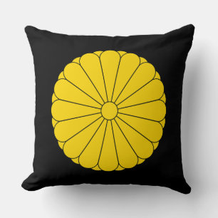Imperial flag Japan symbol emperor flower yellow c Cushion