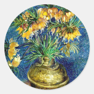 Imperial Fritillaries in a Copper Vase - Van Gogh Classic Round Sticker