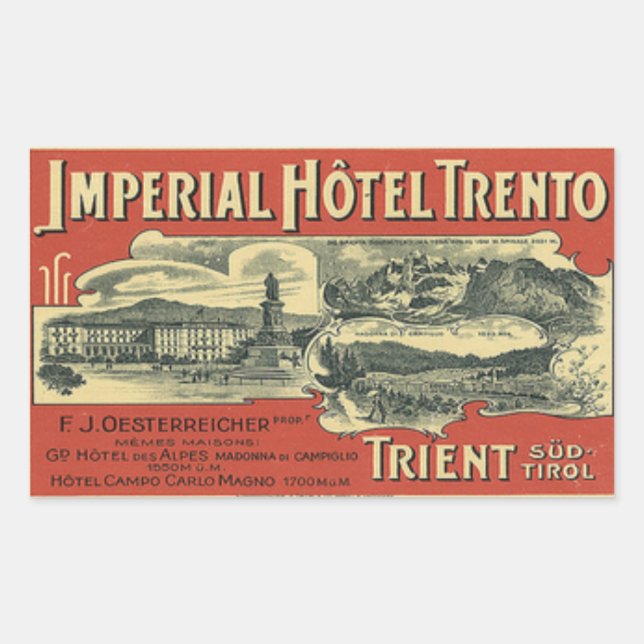 Imperial Hotel Trento Rectangular Sticker (Front)