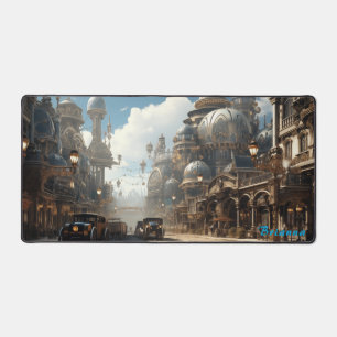 Imperial Intrigue: Steampunk Capital Street View Desk Mat
