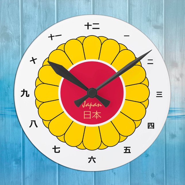 Imperial Japan Fashion & Japanese flag, Seal Kanji Round Clock (Creator Uploaded)