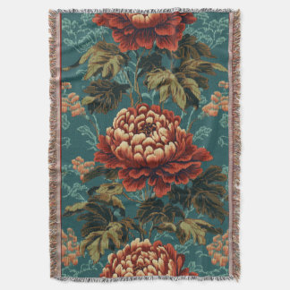Imperial Peony Tapestry Throw Blanket