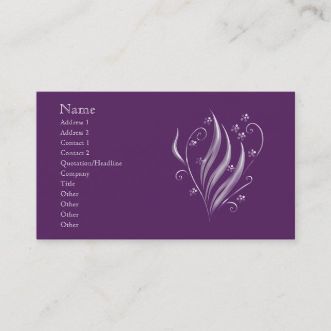 Imperial Purple Valentine Business Card (Front)