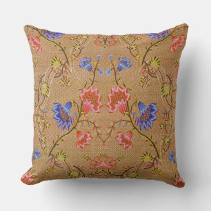 Imperial Red & Gold Interlocking Floral Silk Art Cushion