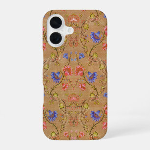 Imperial Red & Gold Interlocking Floral Silk Art iPhone 16 Case