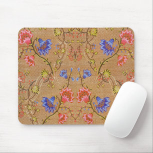 Imperial Red & Gold Interlocking Floral Silk Art Mouse Mat