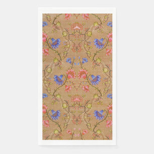 Imperial Red & Gold Interlocking Floral Silk Art Napkin