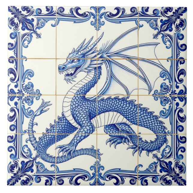 Imperial sapphire dragon tile (Front)