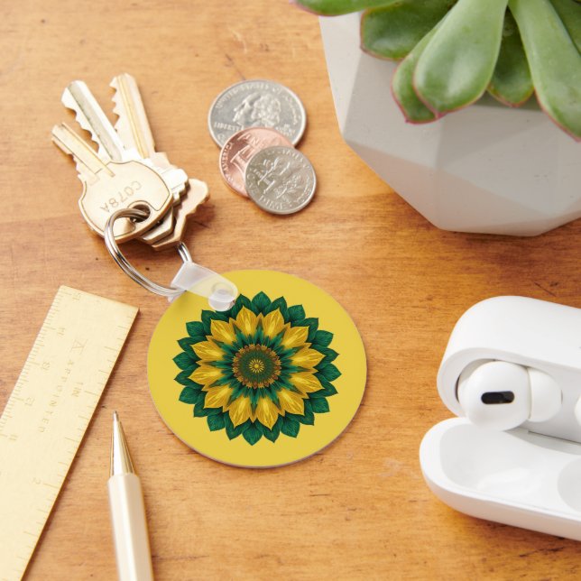 Imperial Solar Flower Mandala Luxury Keychain (Desk)