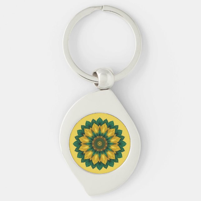 Imperial Solar Flower Mandala Luxury Keychain (Front)