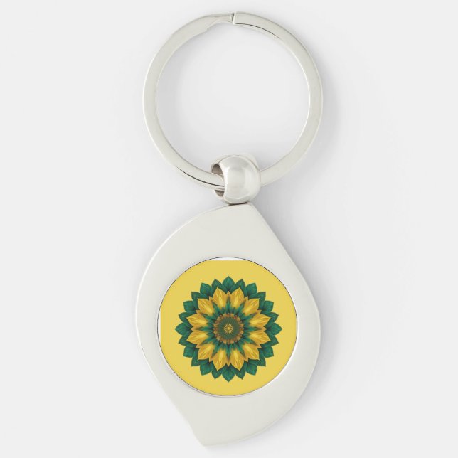 Imperial Solar Flower Mandala Luxury Keychain (Front)