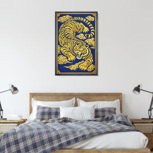 Imperial Tiger – Gold & Blue Canvas Print