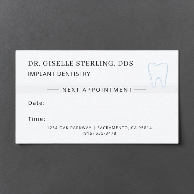 Implant Dentistry Dentist Tooth Appointment Card (Creator Uploaded)