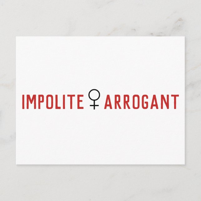 Impolite Arrogant Woman Female Symbol Postcard (Front)
