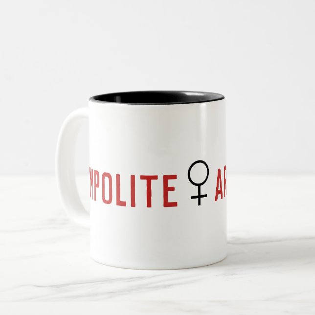 Impolite Arrogant Woman Female Symbol Two-Tone Coffee Mug (Front Left)